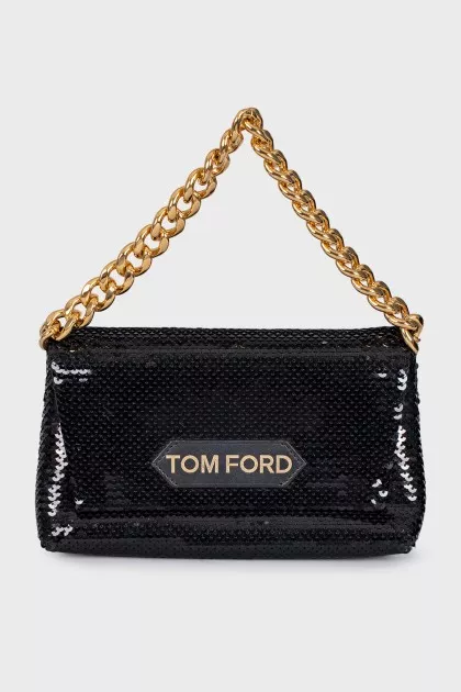 Black mini bag decorated with sequins