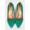Green suede pumps with heels