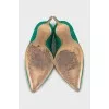 Green suede pumps with heels