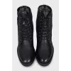 Insulated leather boots with laces