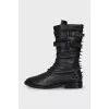 Men's leather boots with studs