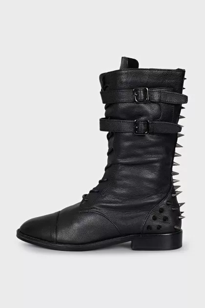 Men's leather boots with studs