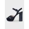 Blue suede sandals