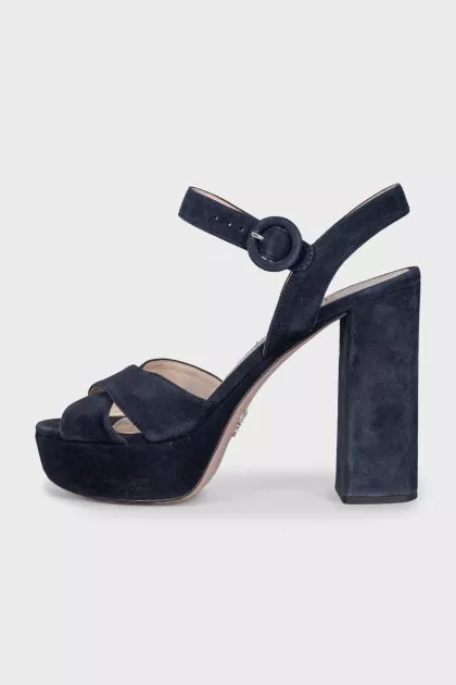 Blue suede sandals