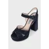 Blue suede sandals