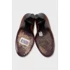 Brown shoes with crystals