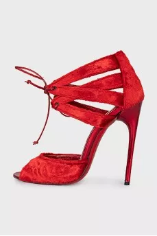 Plush stiletto sandals