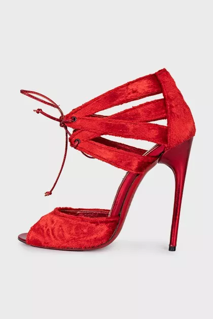 Plush stiletto sandals