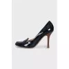 Blue patent leather shoes