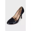 Blue patent leather shoes