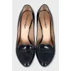 Blue patent leather shoes