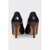 Blue patent leather shoes