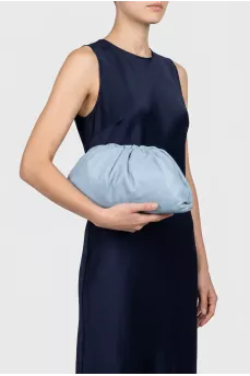 Blue leather clutch