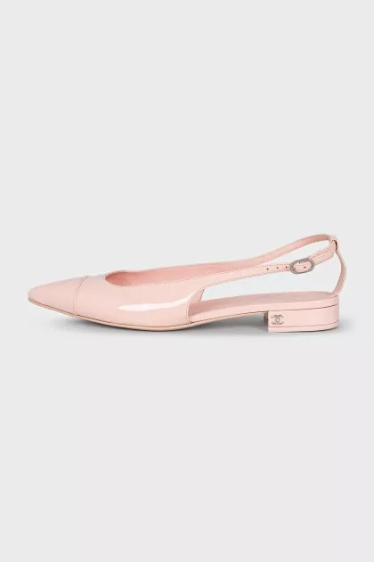 Patent leather flat slingbacks
