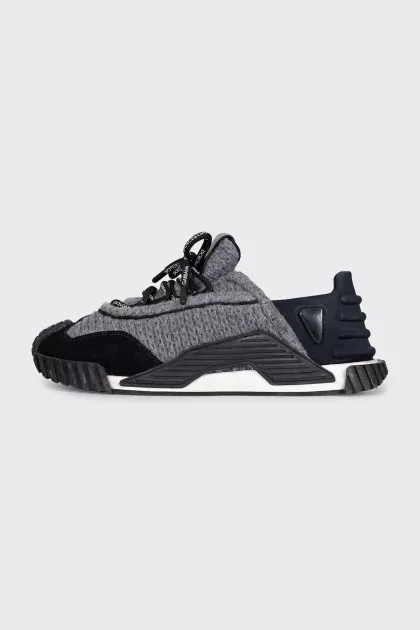 Men's gray textile sneakers