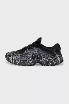 Men's sneakers made of textile and leather with a print