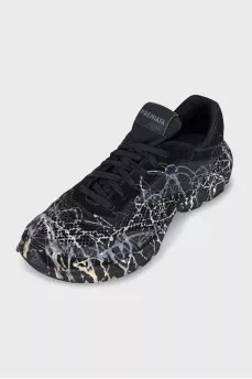 Men's sneakers made of textile and leather with a print