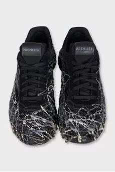 Men's sneakers made of textile and leather with a print