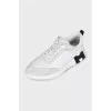 Men's white sneakers with suede toe