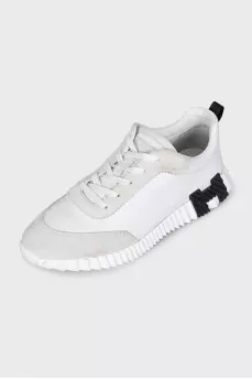 Men's white sneakers with suede toe