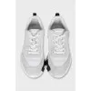 Men's white sneakers with suede toe
