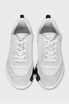 Men's white sneakers with suede toe