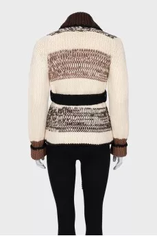 Vintage knitted cardigan with belt