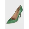 Textured leather pumps