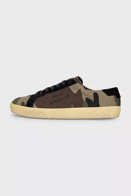 Textile sneakers with a military print