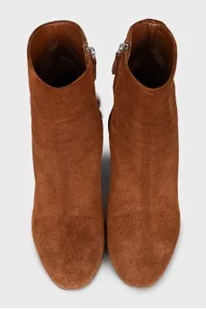 Suede ankle boots with fur heels