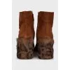 Suede ankle boots with fur heels