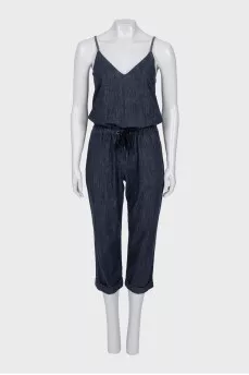 Blue denim overalls
