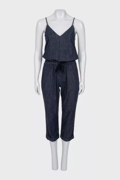 Blue denim overalls