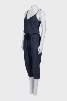 Blue denim overalls