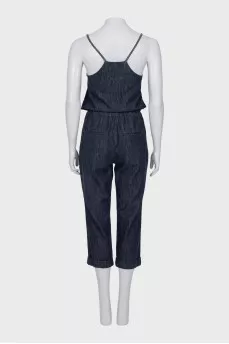 Blue denim overalls
