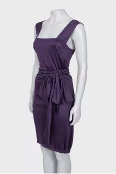 Silk dress with a long belt