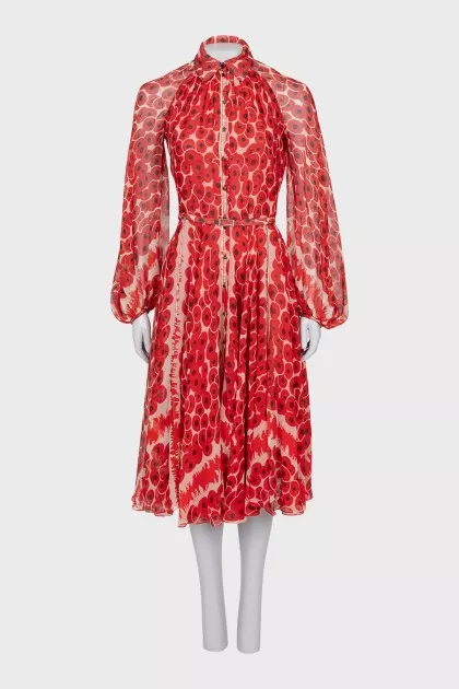 Red silk dress