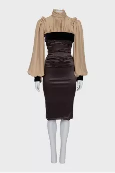 Brown silk dress