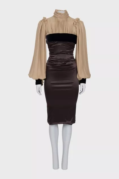 Brown silk dress
