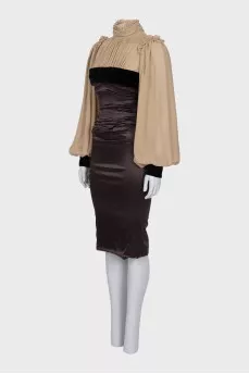 Brown silk dress