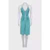 Blue dress with draping and crystals