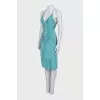 Blue dress with draping and crystals