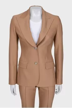 Beige suit with flared trousers