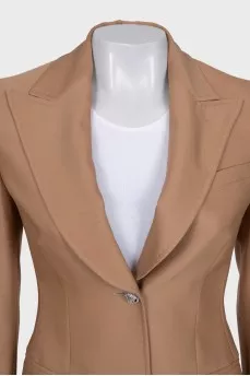 Beige suit with flared trousers