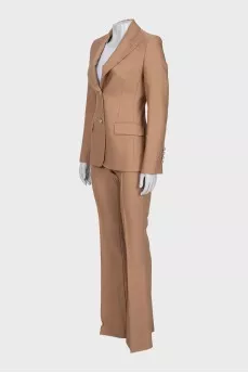 Beige suit with flared trousers