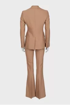 Beige suit with flared trousers
