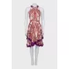 Fitted silk dress with open shoulders