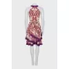 Fitted silk dress with open shoulders