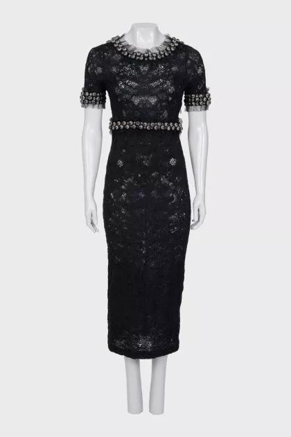 Knitted dress with metallic decor