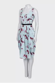 Blue dress with pleats